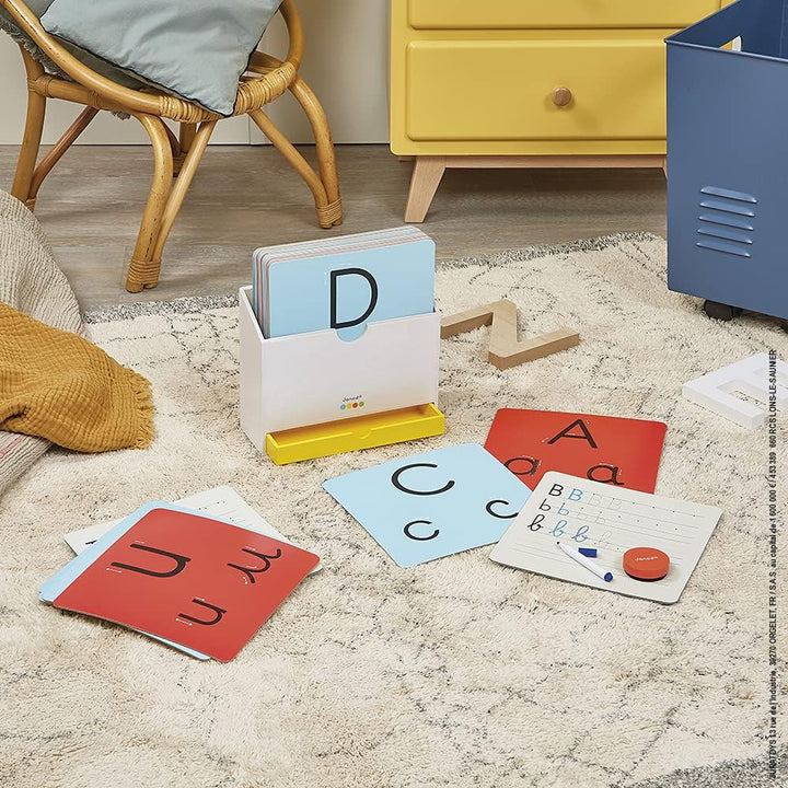 Janod - Essentiel - Schreiben lernen - Lernspiel aus Holz Babys und Kleinkinder - Buchstaben und Les