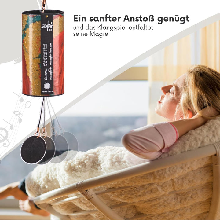 Zaphir Klangspiel Sunray Sommer Shanti | Handgefertigtes Windspiel für Yoga, Meditation und Raumrein