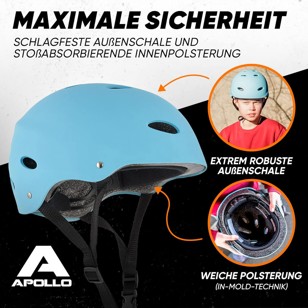 Apollo Skaterhelm Herren, Damen und Kinder | Kinderfahrradhelm | Verstellbar | Skateboard, Scooter,