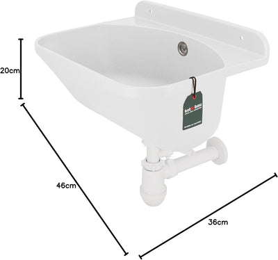 KOTARBAU® Ausgussbecken aus Polystyrol 46 x 36 x 20 cm Spüle Weiss Siphon Waschbecken Spülbecken Kle