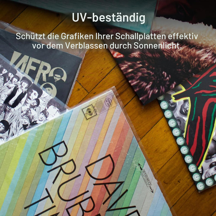 Verdickte Schallplatten Hüllen 12 Zoll Aussenhüllen (100 Stück) | 100 Mikron Premium Polyethylen Aus