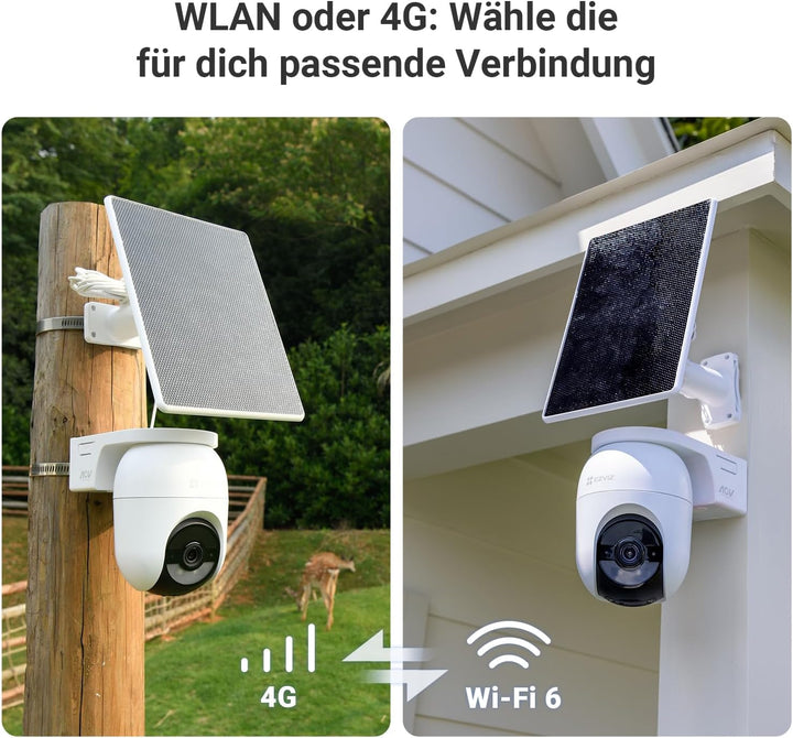 EZVIZ 4G LTE Überwachungskamera ohne WLAN, 360° PTZ Überwachung, 4MP Kamera Aussen Akku, Farbnachtsi