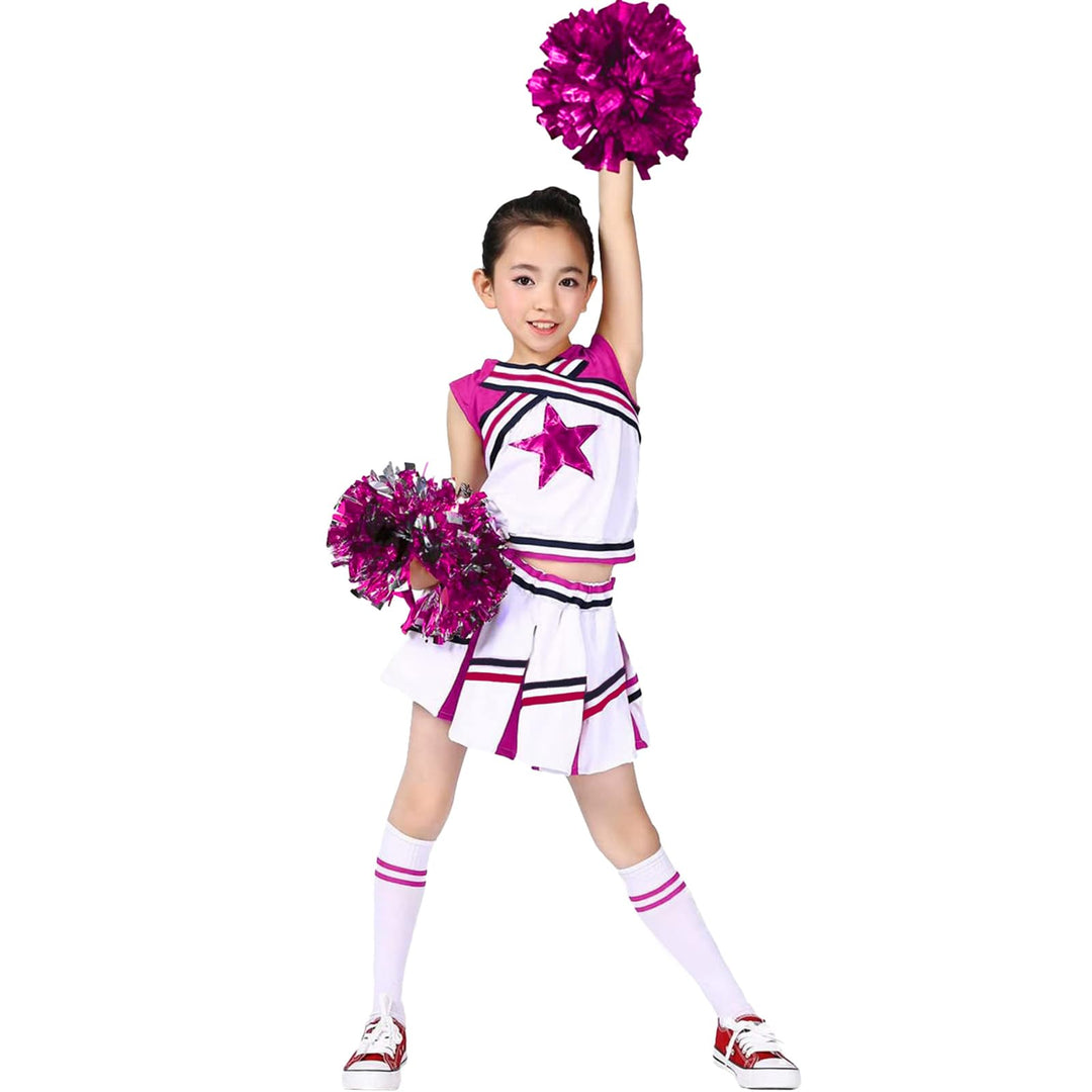 LOLANTA Mädchen Karneval Kostüm, Cheerleader kleid mit Pompoms und Socken, Mittelschule Cheerleading