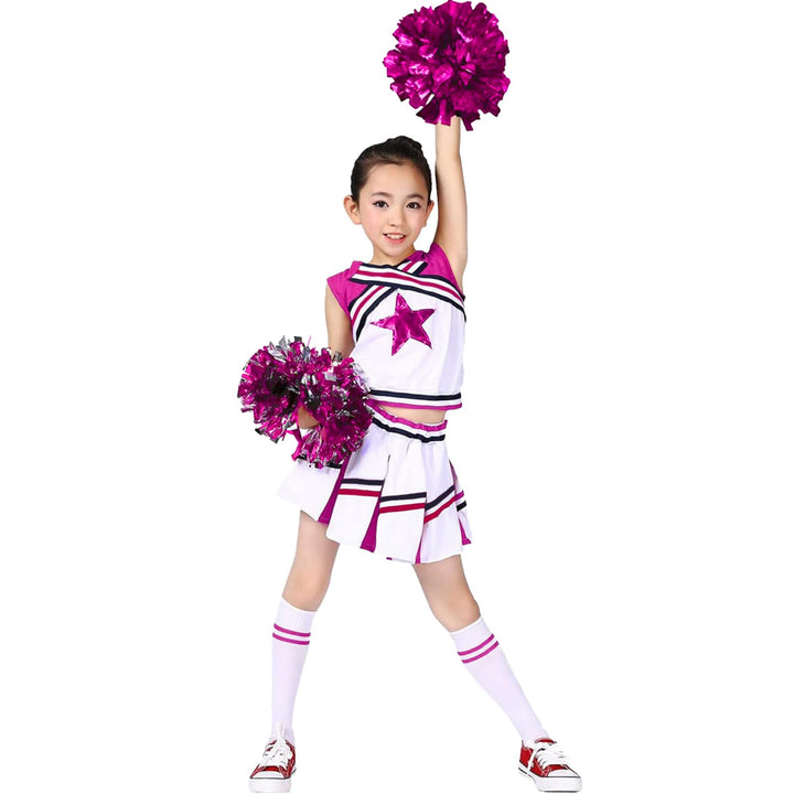 LOLANTA Mädchen Karneval Kostüm, Cheerleader kleid mit Pompoms und Socken, Mittelschule Cheerleading