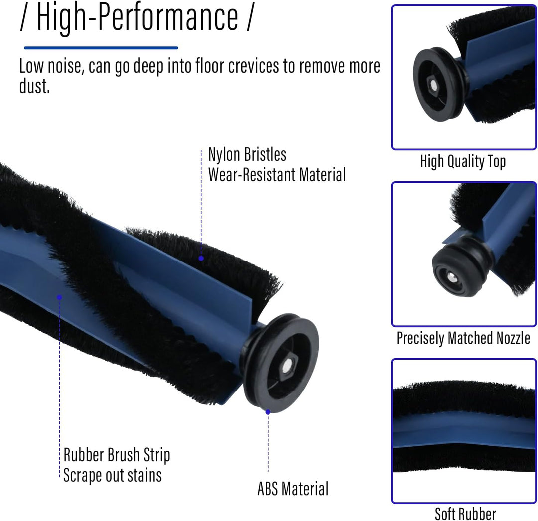 X10 Pro Zubehörset für eufy X10 Pro Omni Saugroboter,1 Rollbürste mit Borsten und Gummi, 6 Seitenbür