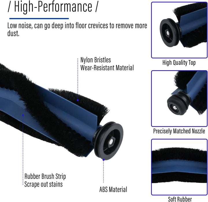 X10 Pro Zubehörset für eufy X10 Pro Omni Saugroboter,1 Rollbürste mit Borsten und Gummi, 6 Seitenbür