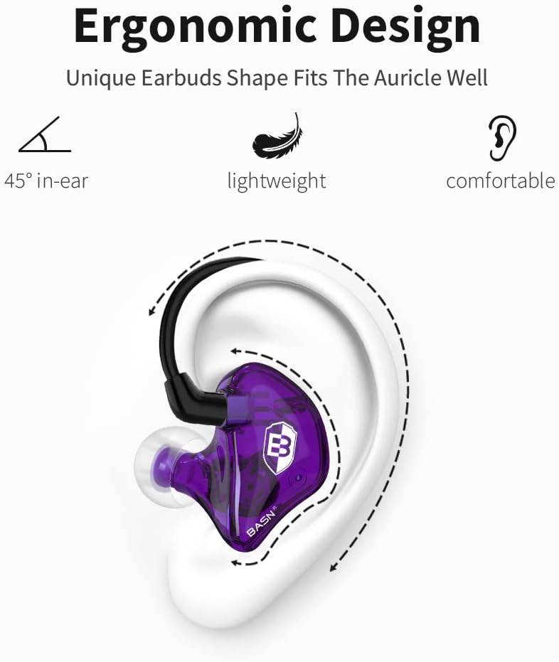 BASN Bsinger In-Ear-Monitore Geräuschisolierende Kopfhörer, Dual-dynamische Treiber High Definition