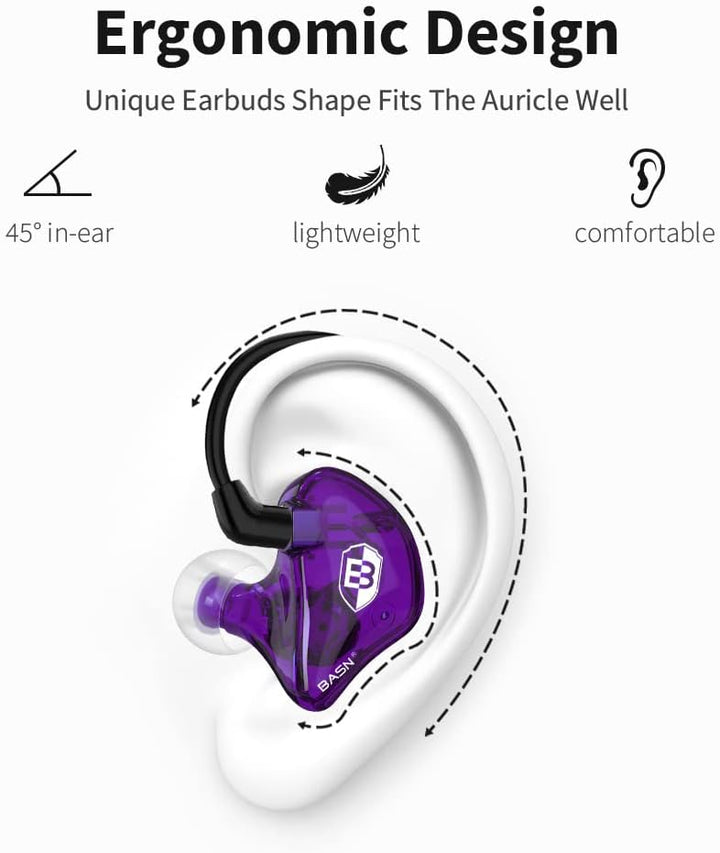 BASN Bsinger In-Ear-Monitore Geräuschisolierende Kopfhörer, Dual-dynamische Treiber High Definition