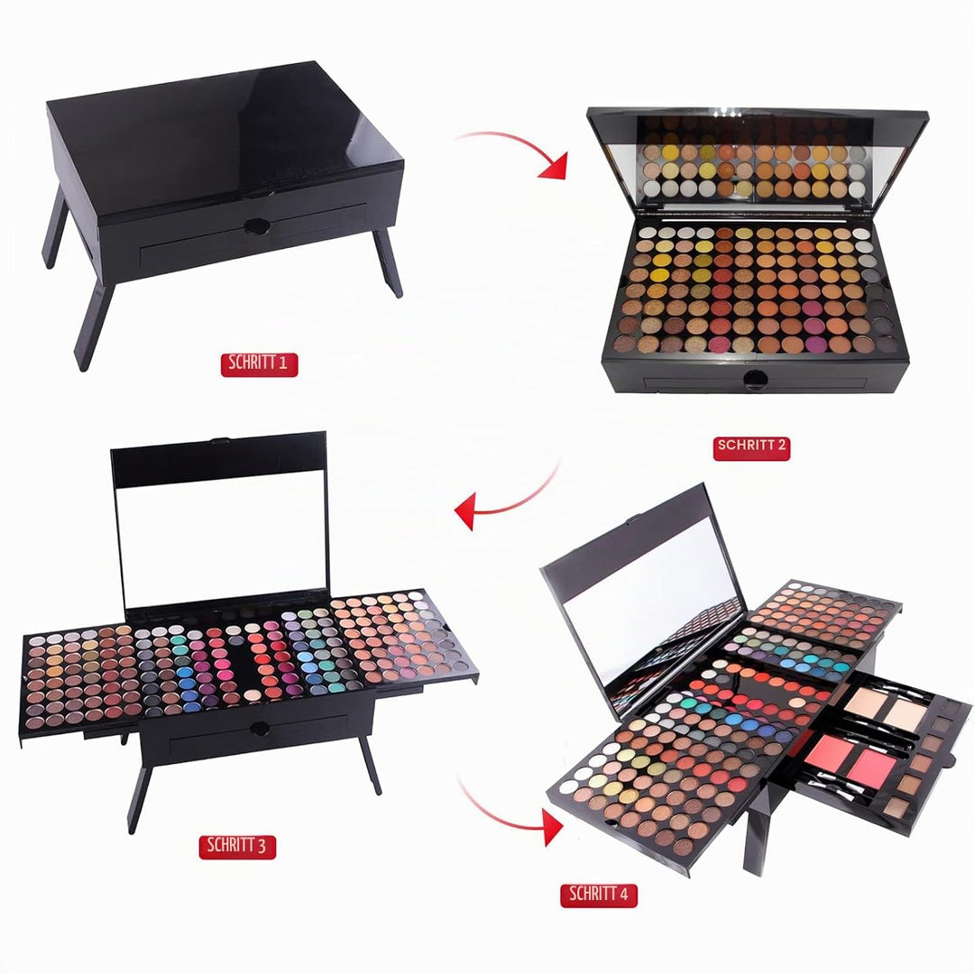 Schminkkoffer Multifunktions Schmink Kosmetik Make-up Set mit Lidschatten, Blush Rouge, Pressed Powd