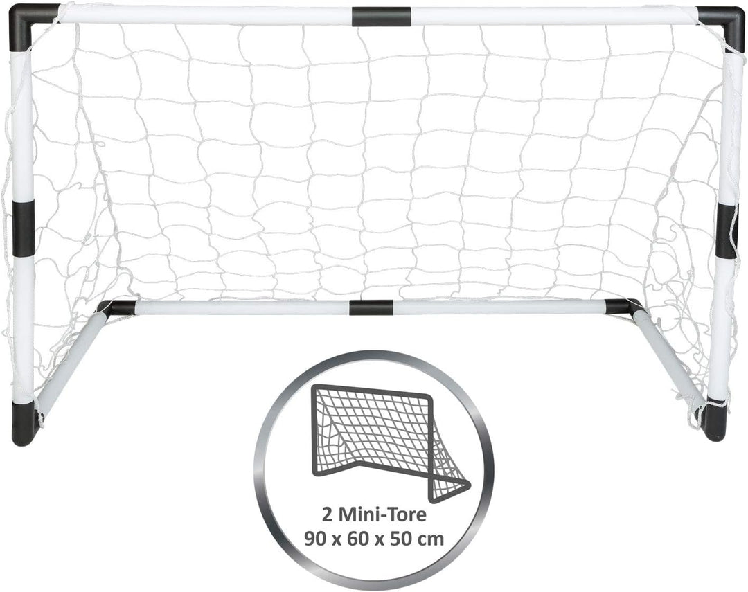 Idena 40465 - 2 Mini Fussballtore aus Kunststoff mit Netz, Ball und Ballpumpe, ab 6 Jahren, ca. 90 x