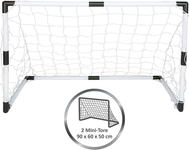 Idena 40465 - 2 Mini Fussballtore aus Kunststoff mit Netz, Ball und Ballpumpe, ab 6 Jahren, ca. 90 x