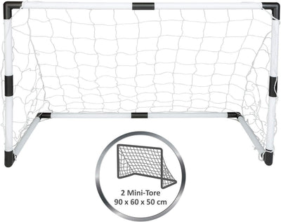 Idena 40465 - 2 Mini Fussballtore aus Kunststoff mit Netz, Ball und Ballpumpe, ab 6 Jahren, ca. 90 x