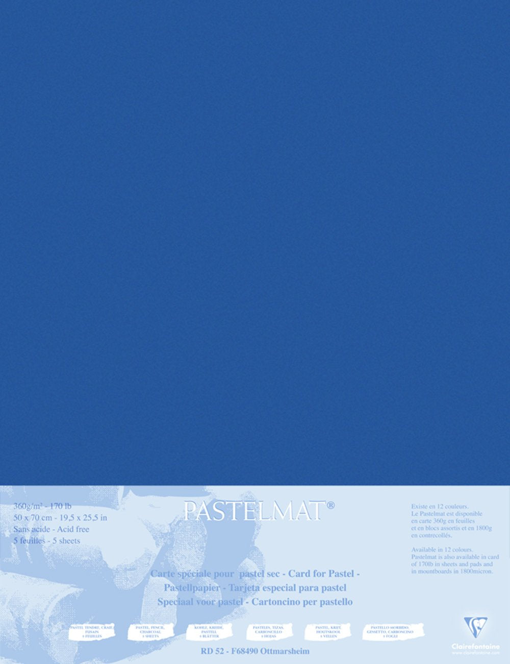 Clairefontaine 496014C Zeichenbögen (Packung mit 5 Bögen Pastelmat auf Karton kaschiert, 1800 µm, 50