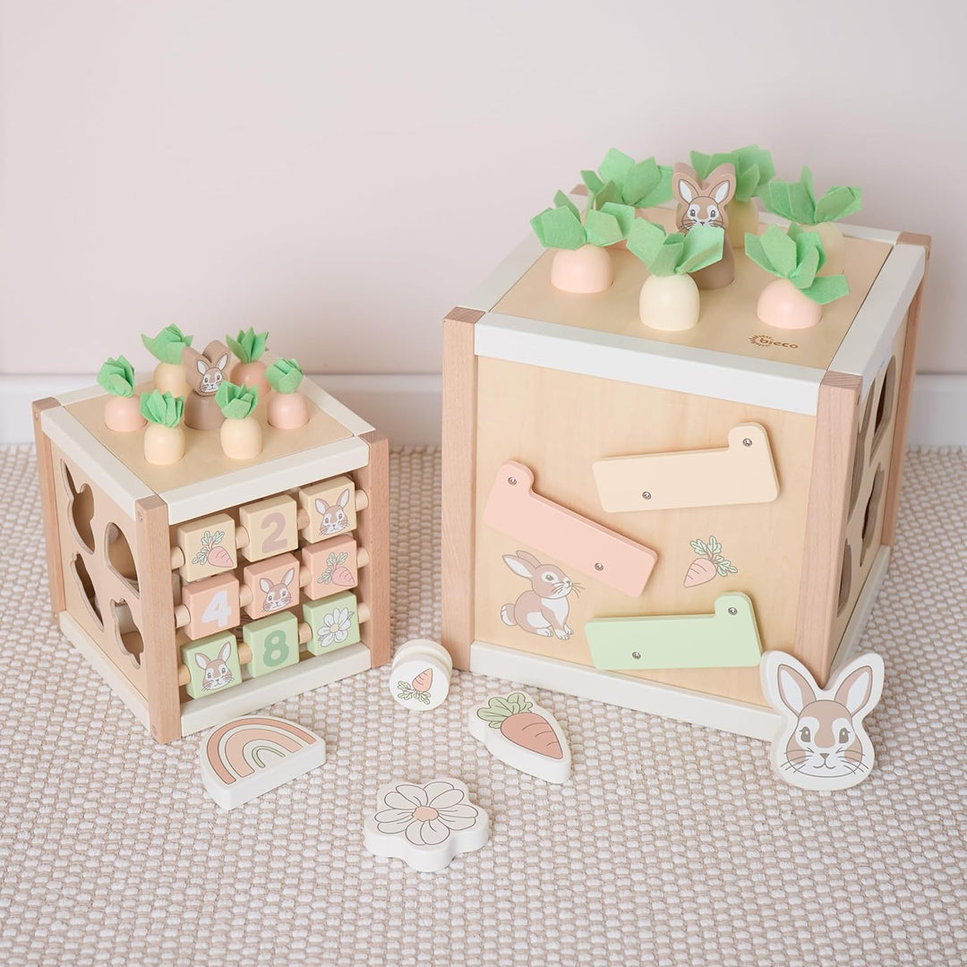 Bieco Motorikwürfel Hase Fine XXL nachhaltiges Holz FSC® | Spielwürfel Baby | Motorikwürfel ab 1 Jah