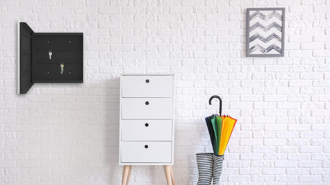 ALLboards Schlüsselkasten Schlüsselbox Dunkles Holz Glas Glasboard Magnettafel Memoboard - 30x30x4,7