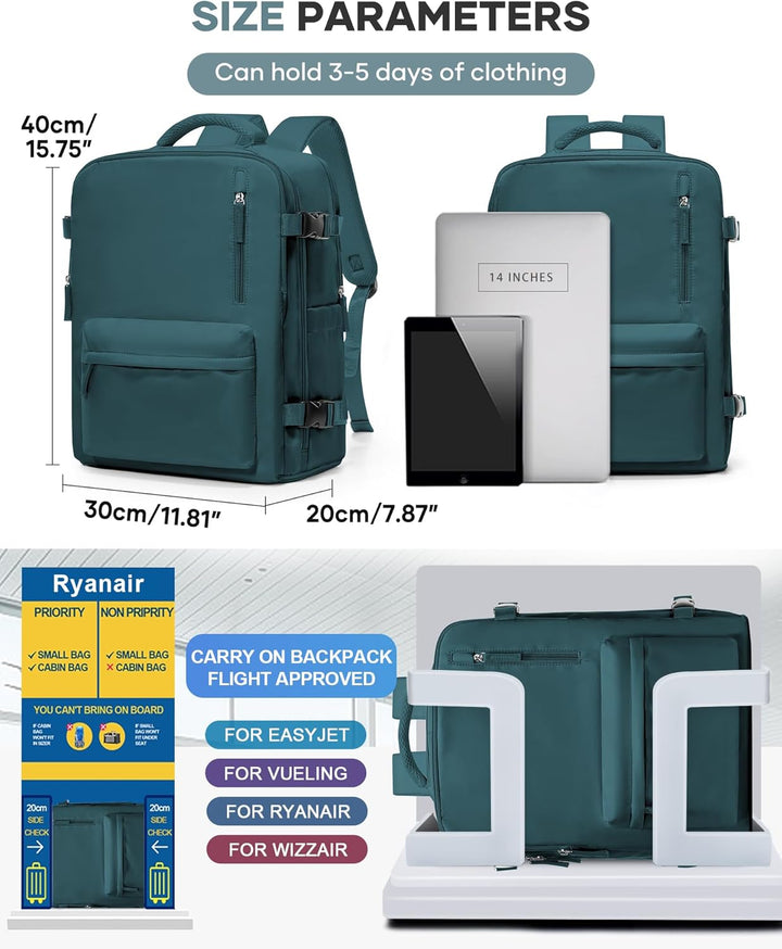 BJLFS Rucksack Handgepäck Flugzeug Ryanair Handgepäck 40x20x25 Rucksack Easyjet Handgepäck 45x36x20