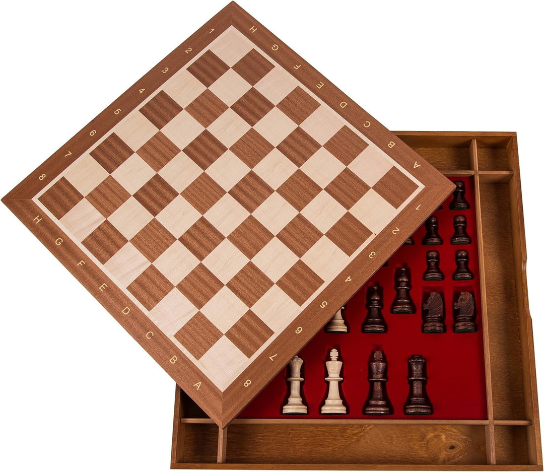 Square - Pro Schach Set Nr. 5 - Europa - Schachbrett + Schachfiguren Staunton 5 - Schachspiel aus Ho