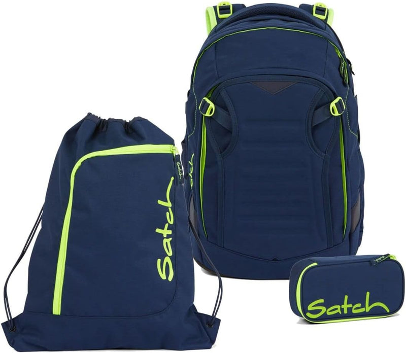 satch Match Schulrucksack Set 3tlg. inkl. Schlamperbox u. Sportbeutel Toxic Yellow, Toxic Yellow