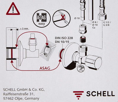 Schell Eckventil 1,27 cm (1/2") selbstdichtend (Paket: 10 Stück)