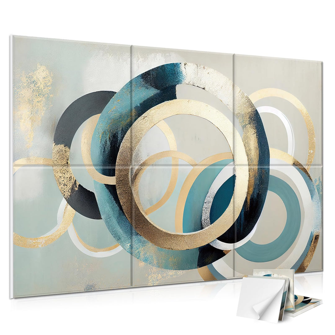 Kunst-Akustikplatten, 6 Stück, selbstklebend, grosse Wandkunst-Gemälde für Wanddekoration, schallabs