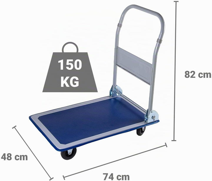 Plattformwagen klappbar mit 150 kg Tragkraft | Transportwagen Plattenwagen | Gummibereifung Anti-Rut