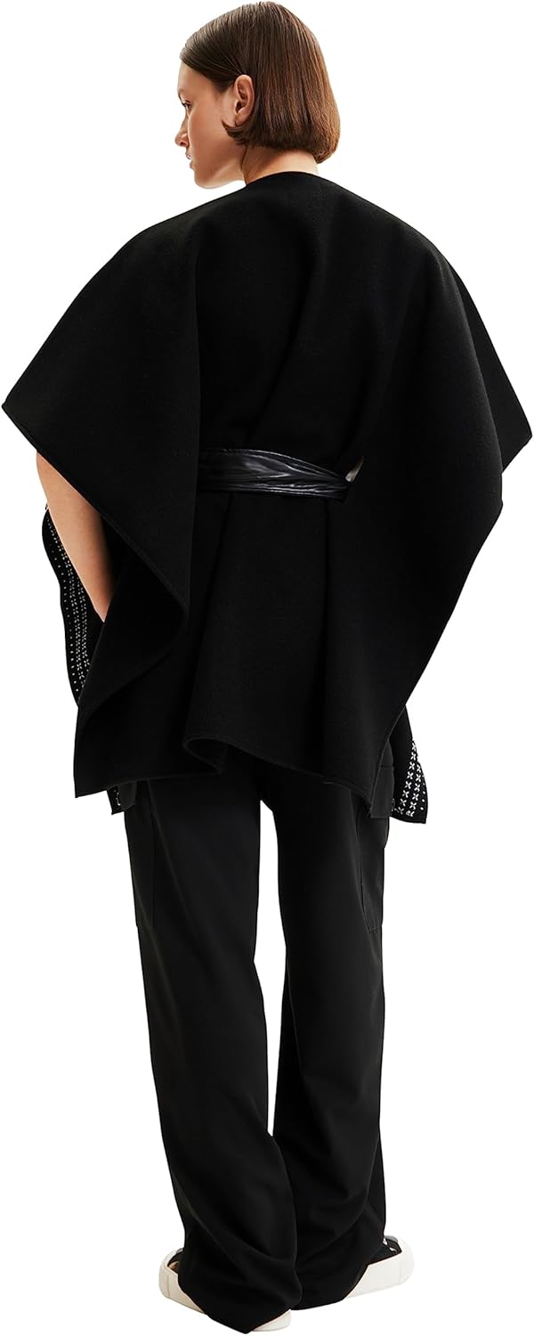 Desigual Women's Poncho_Cruces Milan, Black, One Size