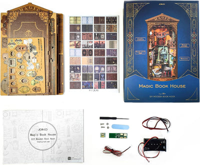 Cuteefun Book Nook Kit, DIY Miniatur Haus Kit mit Möbeln und LED Licht, Buchstützen Modellbau, Model
