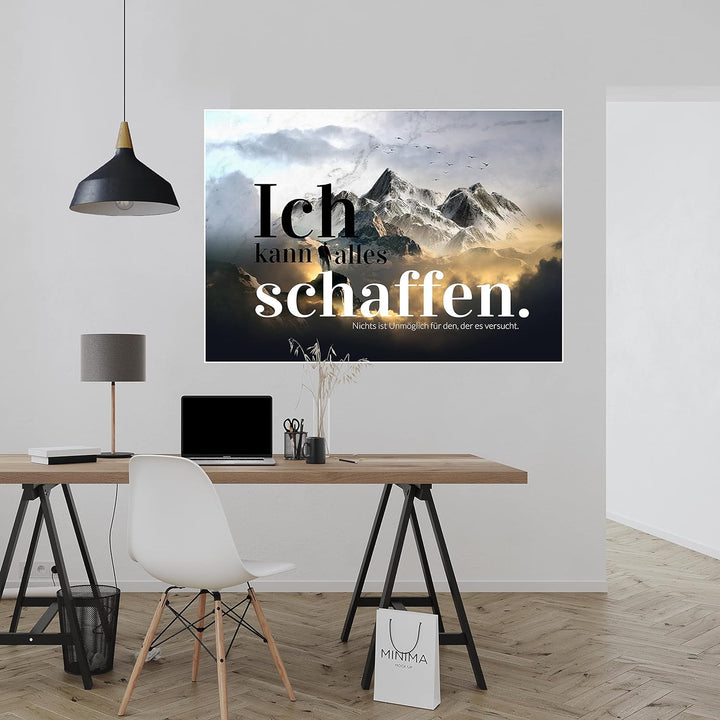 wandmotiv24 Poster als Wanddeko, Grösse Din A1, Ich kann Alles schaffen, Berge, Moderne Wanddeko, Wa
