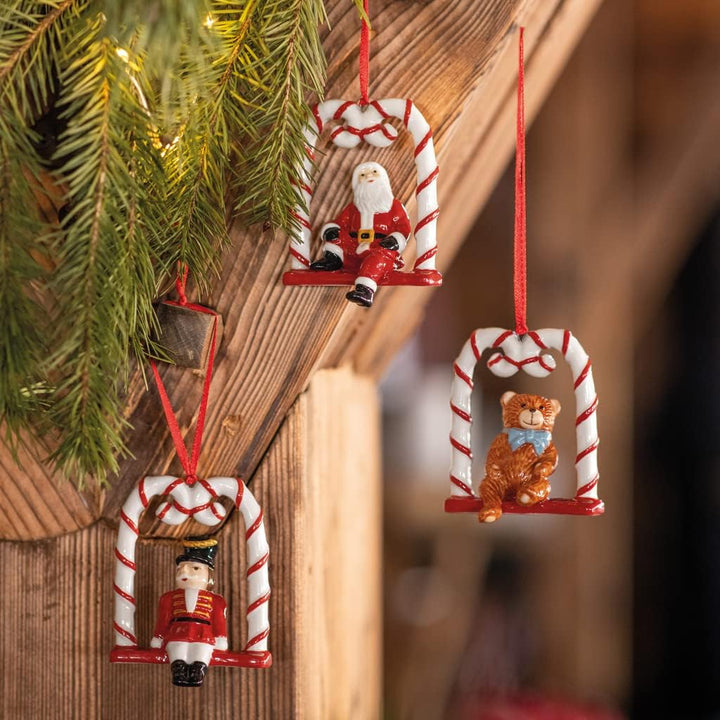 Villeroy & Boch - Nostalgic Ornaments, Ornamente Schaukel, Set 3tlg., 18x4x8cm, Porzellan, Mehrfarbi