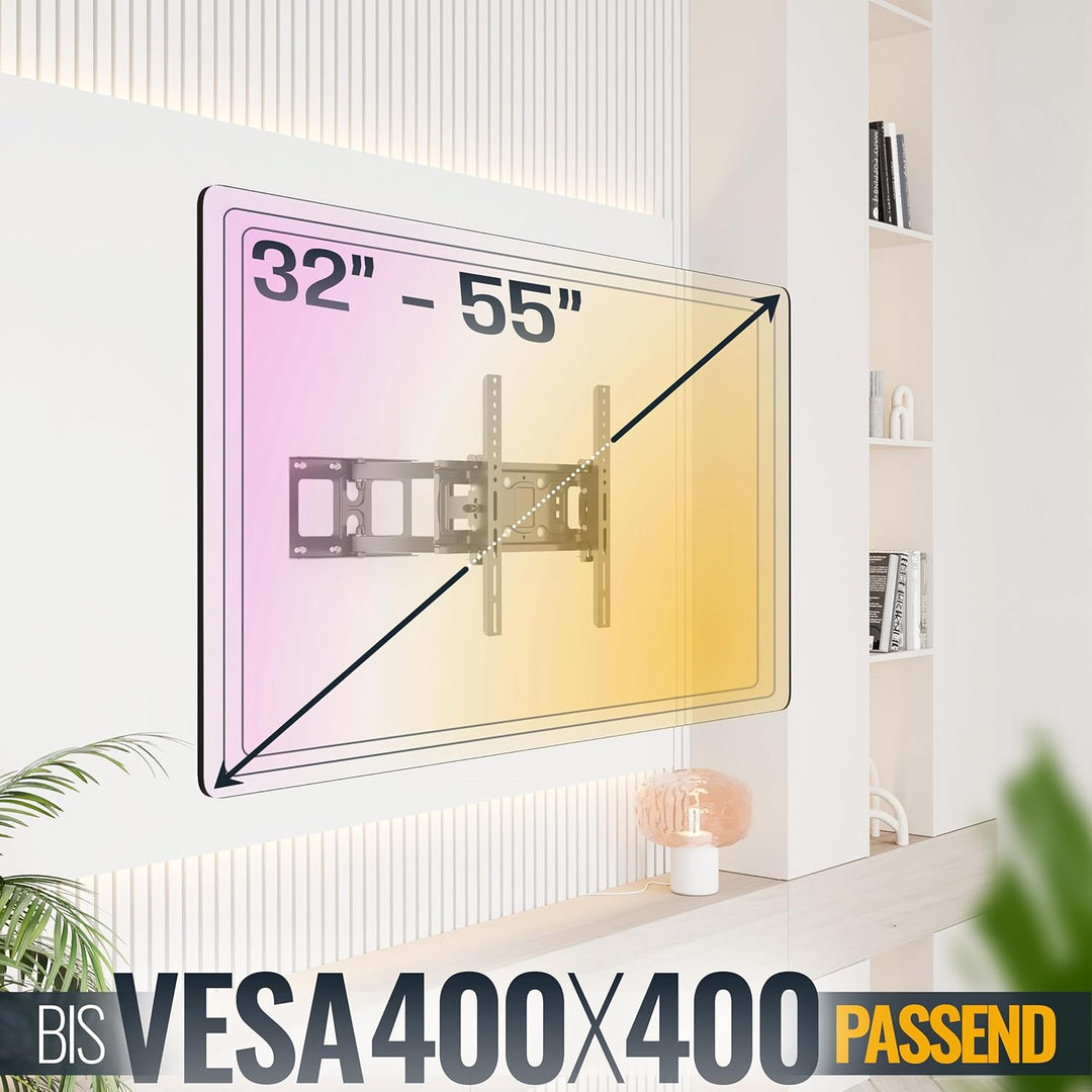 RICOO TV Wandhalterung Fernseher Schwenkbar Neigbar für 32-55 Zoll, Universal TV Halterung S6144, Fe