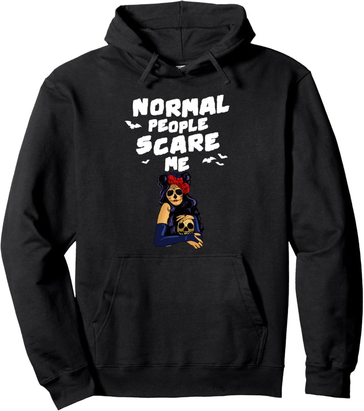 Funny Skull Girl Frauen Normal People Scare Me Halloween Pullover Hoodie