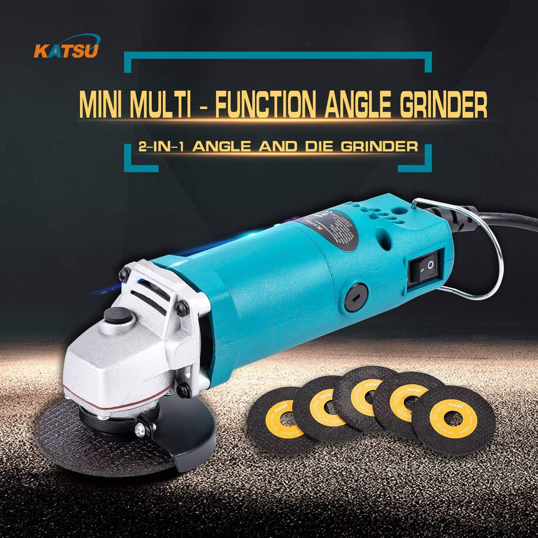 KATSU Elektrischer Mini Winkelschleifer 75mm 3", 280W mit 5 Trennscheiben Multifuction Kabelgebunden