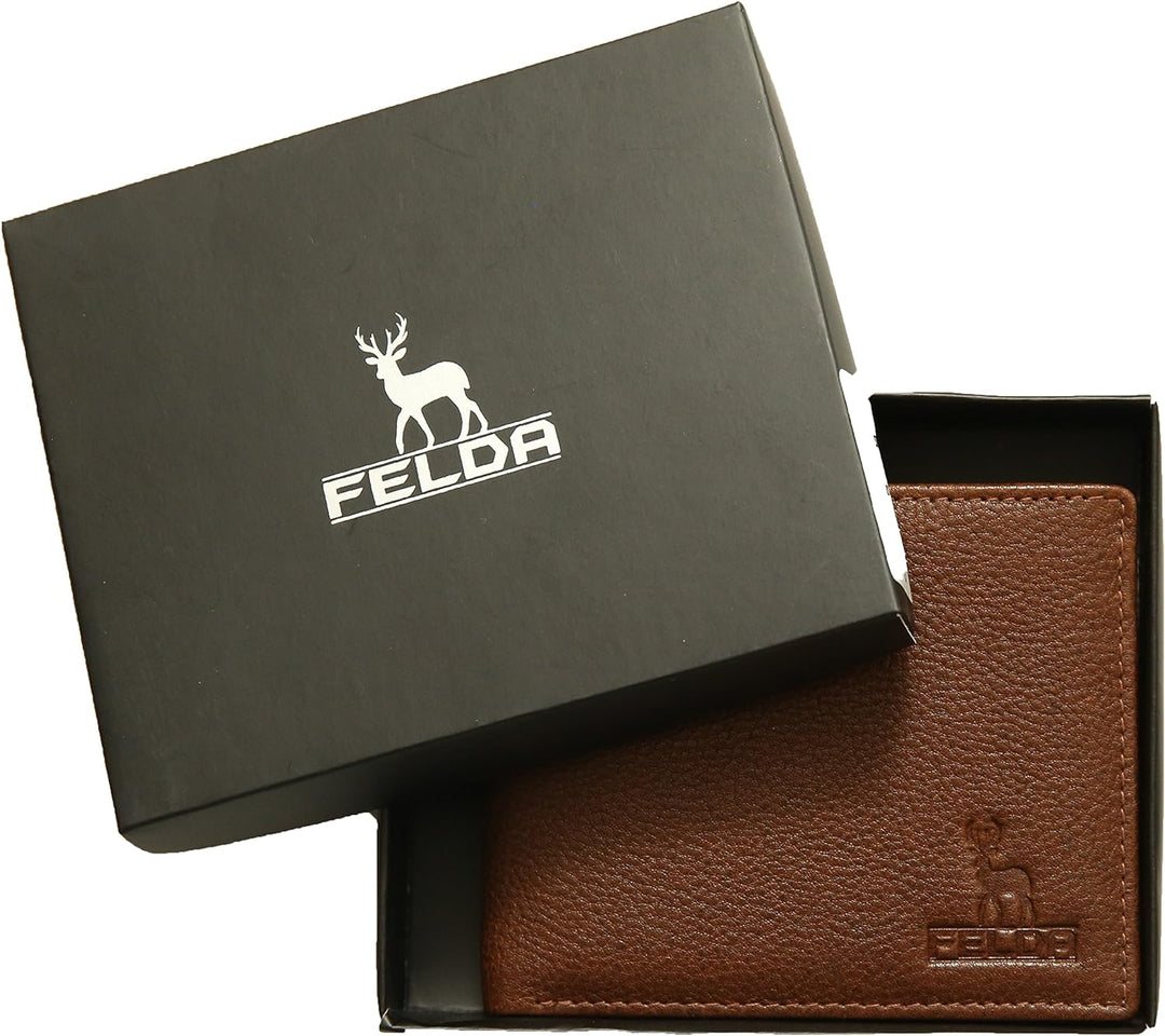 Felda - Herren Geldbörse aus hochwertigem Echtleder - RFID-Blocker - für Münzen und Karten - Geschen