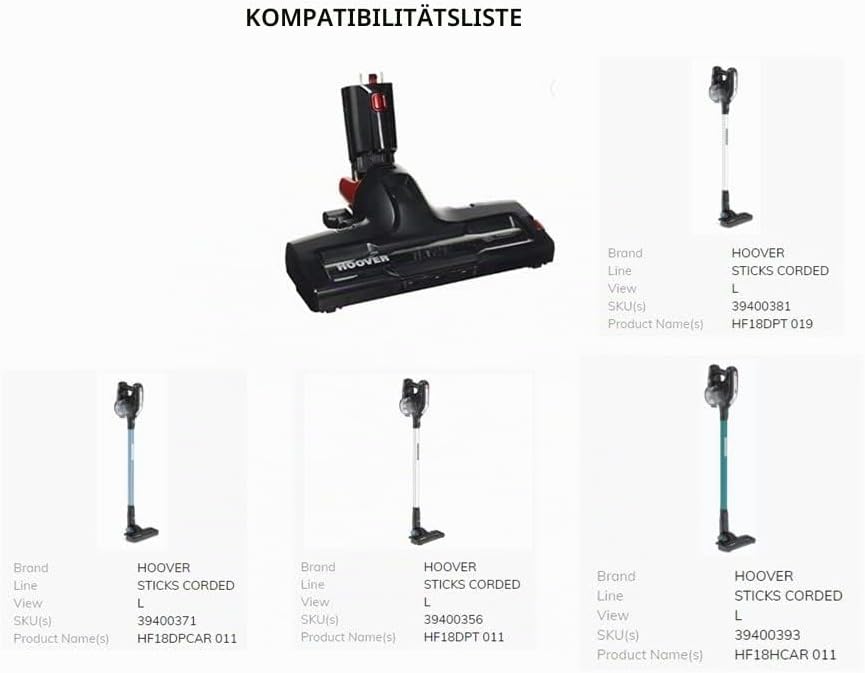 Hoover Y57 Bürstenwalze 36 cm für Bürste H-Free 39400930, Schwarz | Hoover Original-Ersatzteil, Idea