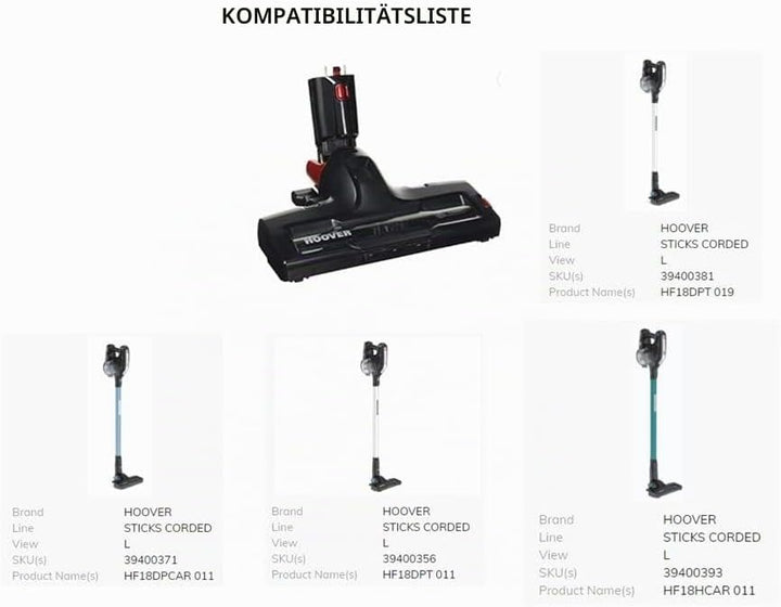Hoover Y57 Bürstenwalze 36 cm für Bürste H-Free 39400930, Schwarz | Hoover Original-Ersatzteil, Idea