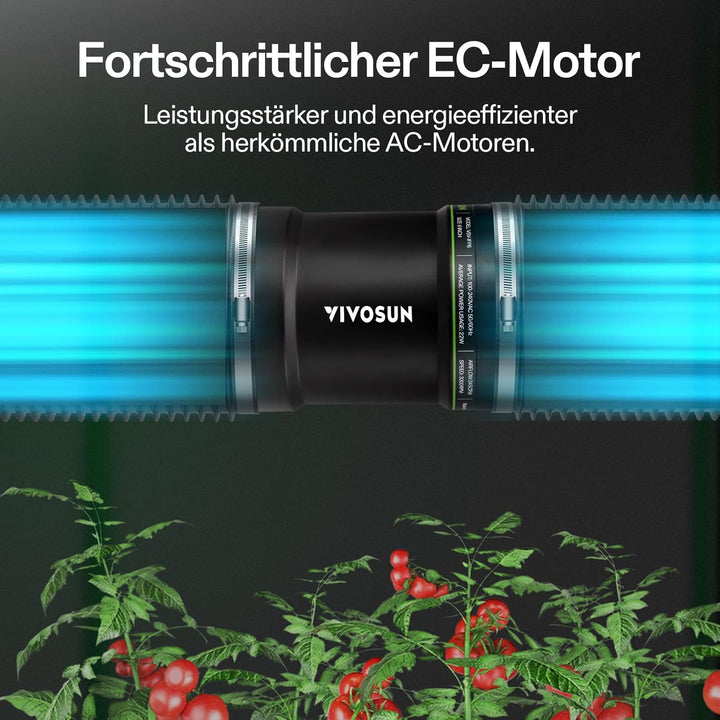 VIVOSUN Rohrventilator 150 mm mit Drehzahlregler, 587 m³/h leiser EC Rohrlüfter, Abluftventilator fü