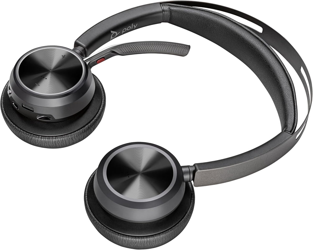 POLY Voyager Focus 2 USB-C Headset und USB-C/A Adapter – Bluetooth, ANC, Acoustic Fence Technologie,