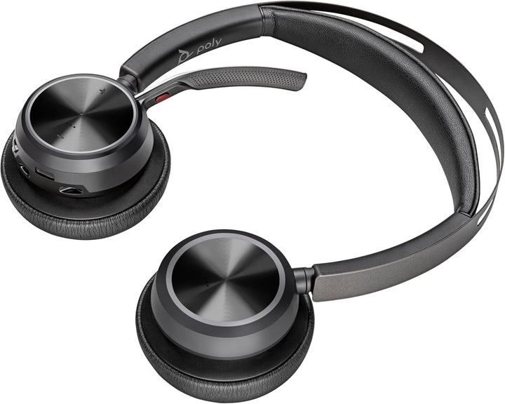 POLY Voyager Focus 2 USB-C Headset und USB-C/A Adapter – Bluetooth, ANC, Acoustic Fence Technologie,