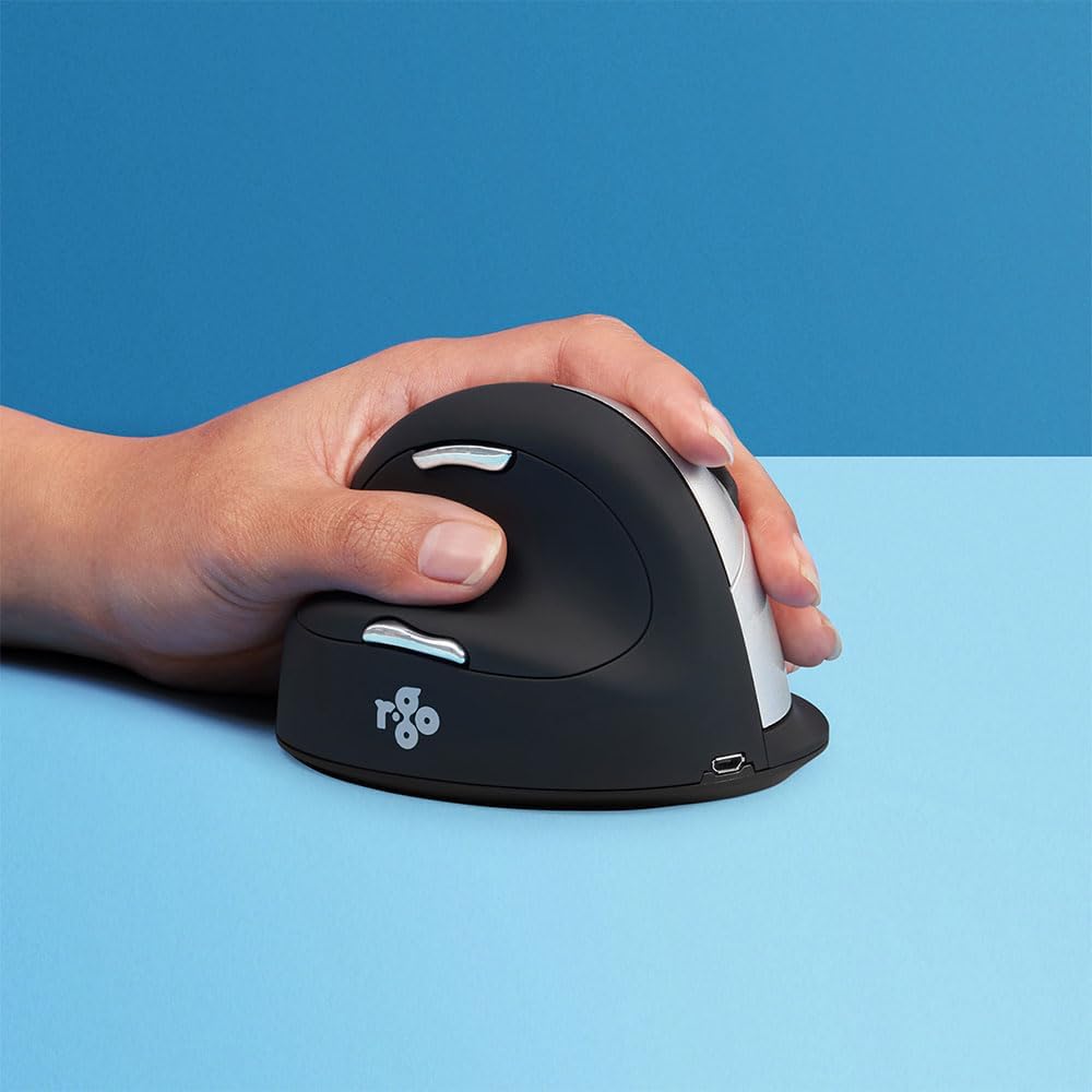 R-Go Tools HE Maus, Ergonomische Design, Vertikale Maus für Linkshänder, Gross (Handlänge über 185mm
