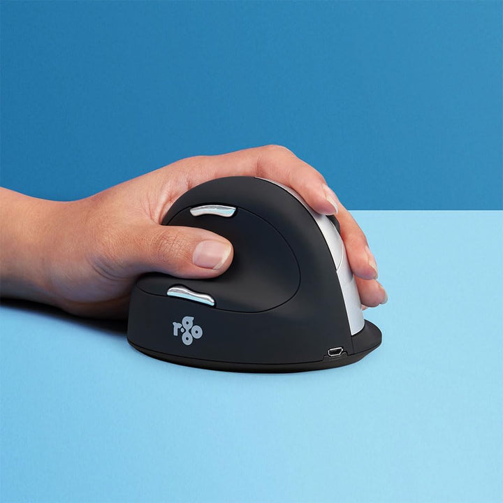 R-Go Tools HE Maus, Ergonomische Design, Vertikale Maus für Linkshänder, Gross (Handlänge über 185mm