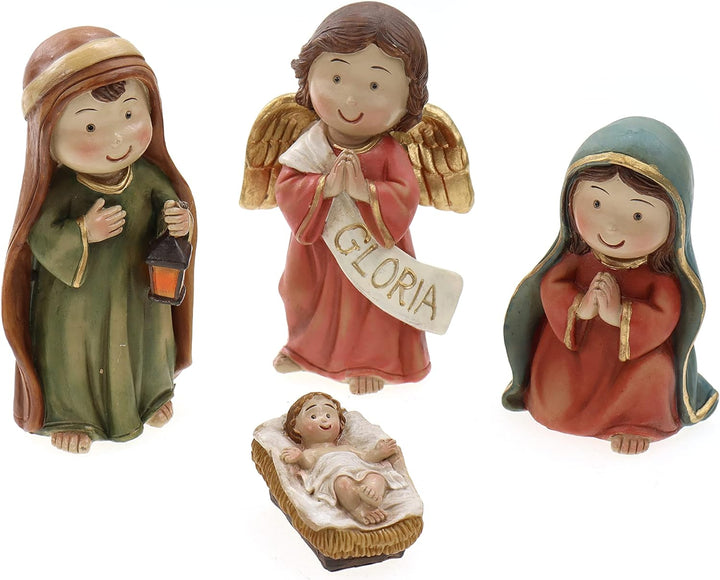 Mini Krippenfiguren Set 11teilig H.: ca. 10cm Weihnachtsdeko Weihnachtskrippe Krippenzubehör aus Pol