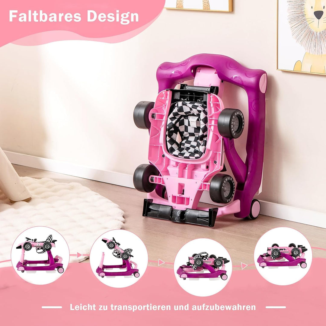 COSTWAY 4 in 1 Lauflernhilfe, Lauflernwagen klappbar mit verstellbarer Höhe & Geschwindigkeit, Baby