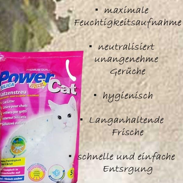 6 x 5 l = 30 L Power Cat Magic Silikat Katzenstreu Powercat