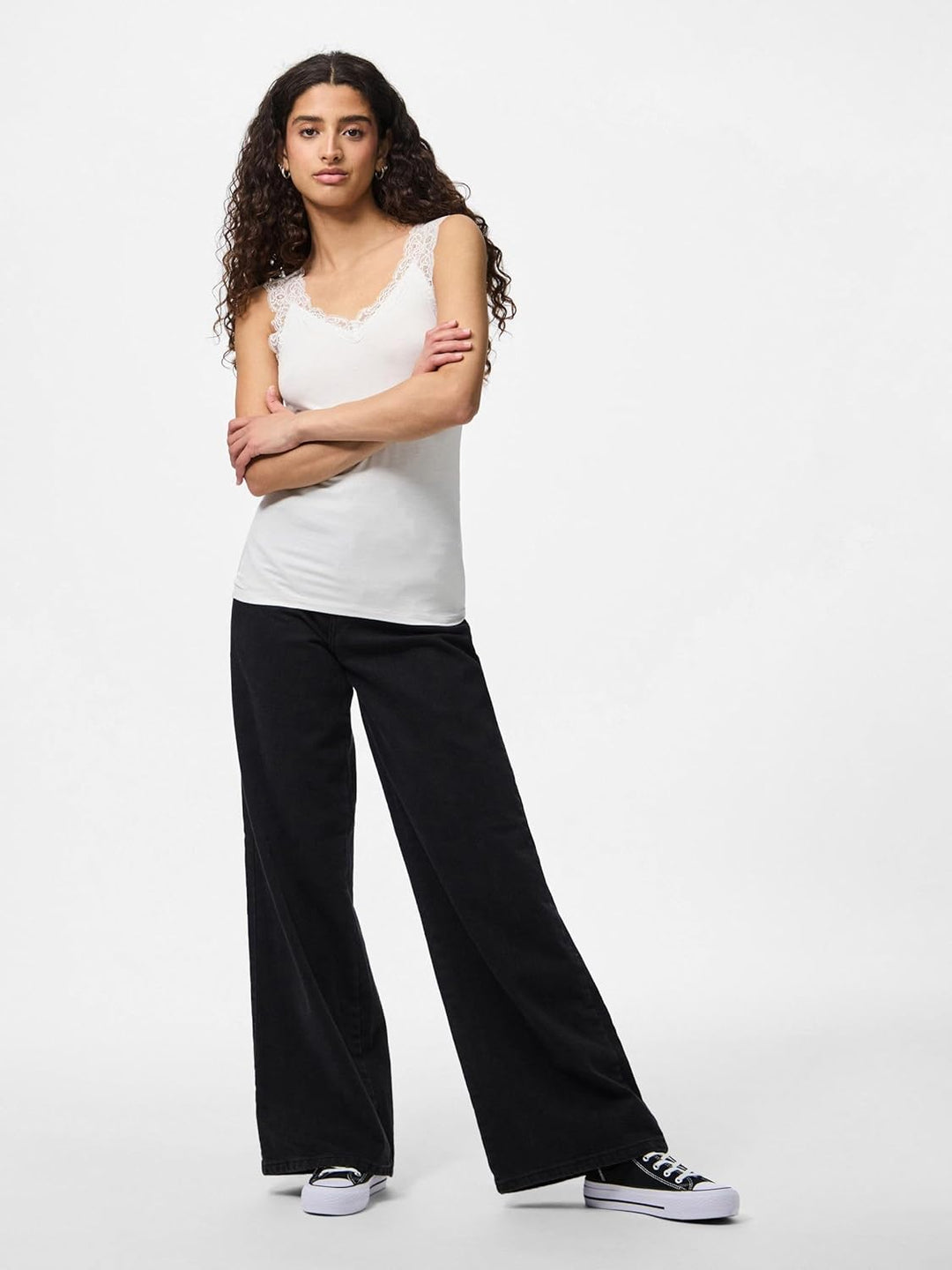 PIECES Damen Pcbarbera Lace Noos Bc Top XS Bright White, XS Bright White