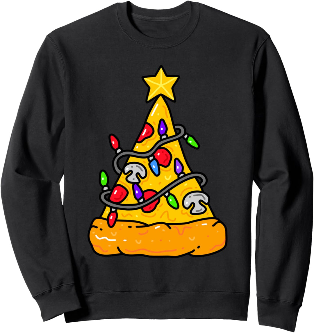 Pizza Weihnachtsbaum Lichter Weihnachtsgeschenke Männer Sweatshirt