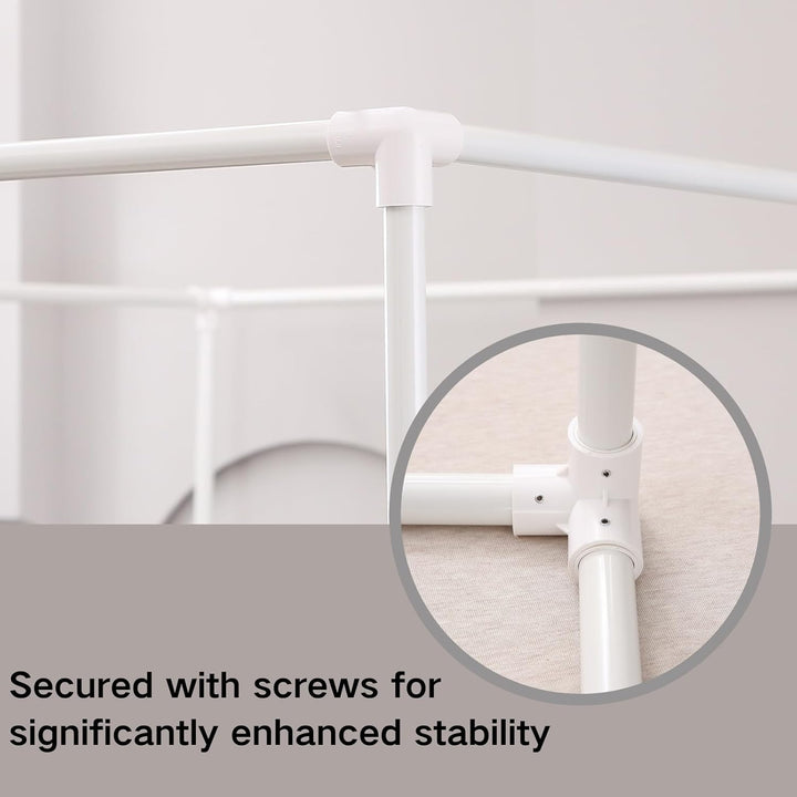 Beyeutao Himmelbett Gestell Weiss Himmelbett Stange B140 × L200×H200 cm Bettvorhangrahmen mit Füssen