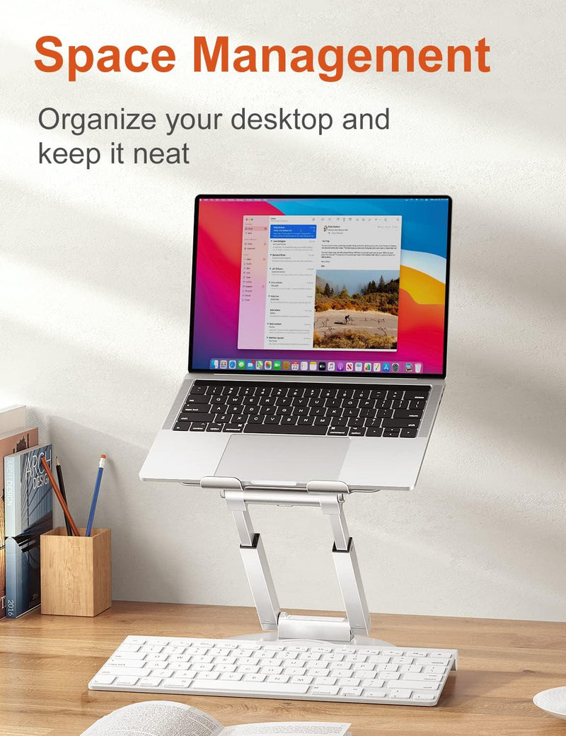 Laptop Ständer Höhenverstellbar mit 360° Drehbarer Basis, Ergonomisch Laptopständer, Laptop Erhoehun