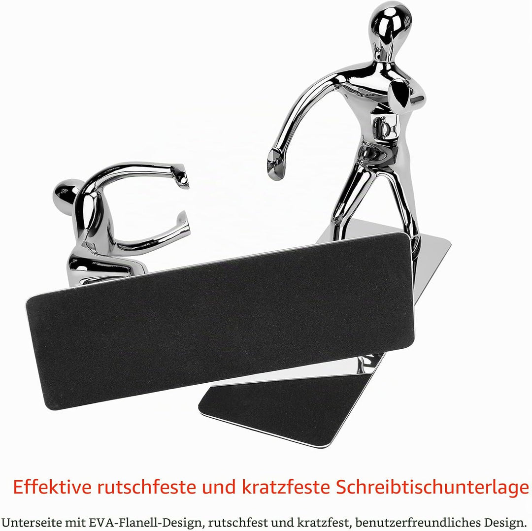 MerryNine Robuste Kung-Fu-Mann-Buchstützen aus Edelstahl, Buchstütze aus Edelstahl, kreativer Buchsc