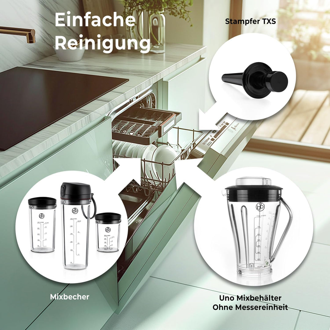 bianco di puro Hochleistungsmixer Attivo bis 24.500 U/Min Smoothie Maker inkl. Sport-To-Go Mixbecher