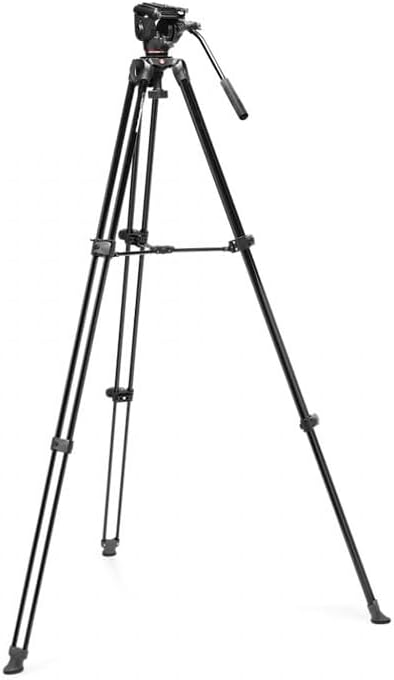 Manfrotto 500X Video‑Kit, Fluidkopf und Alu‑Doppelrohr‑Stativ, 5 Kg Traglast, Flachbasis, Mittelspin
